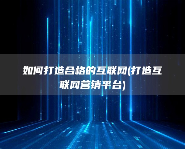 如何打造合格的互联网(打造互联网营销平台)